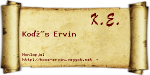 Koós Ervin névjegykártya