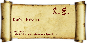 Koós Ervin névjegykártya